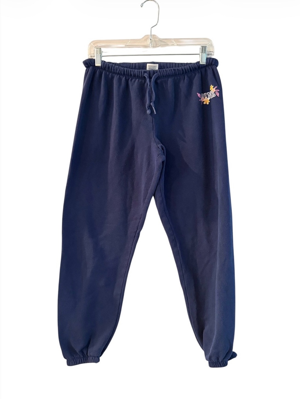 PINK Victoria’s Secret Navy Blue Drawstring Tropical Sweatpants Size Medium